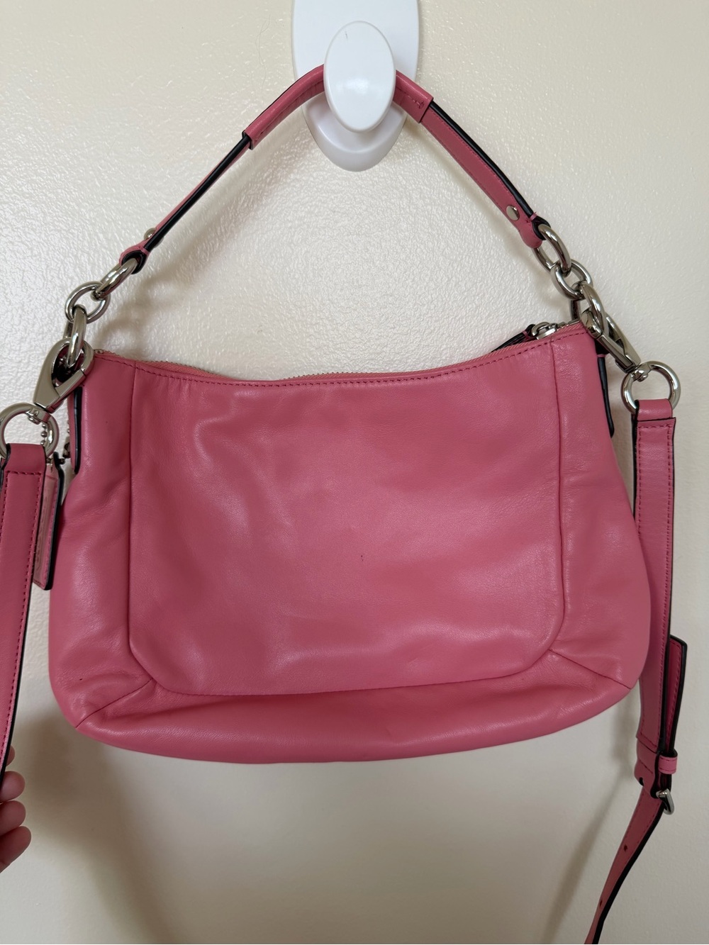 COACH Kristin Vintage Pink Leather Shoulder Crossbody Hobo Bag Purse F22308 - Picture 9 of 16